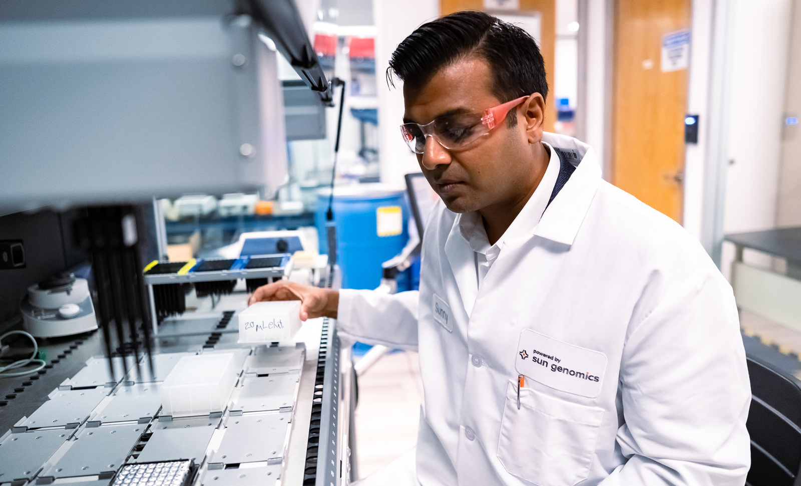 Founder and CEO Sunny Jain at Sun Genomics' San Diego Lab